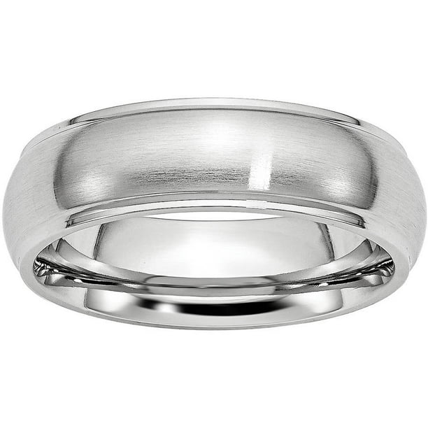 Wedding Bands Classic Bands Domed Bands w/Edge Cobalt Satin and Polished 7mm Ridged Edge Band Size 13 Wedding Bands Classic Bands Domed Bands w/Edge Cobalt Satin and Polished 7mm Ridged Edge Band Size 13